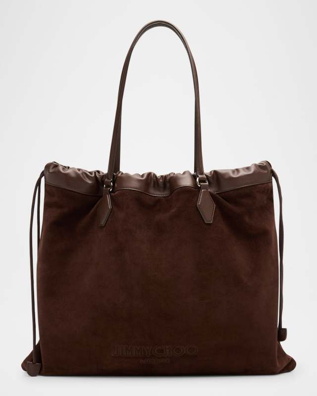 Large Suede Drawstring Tote Bag